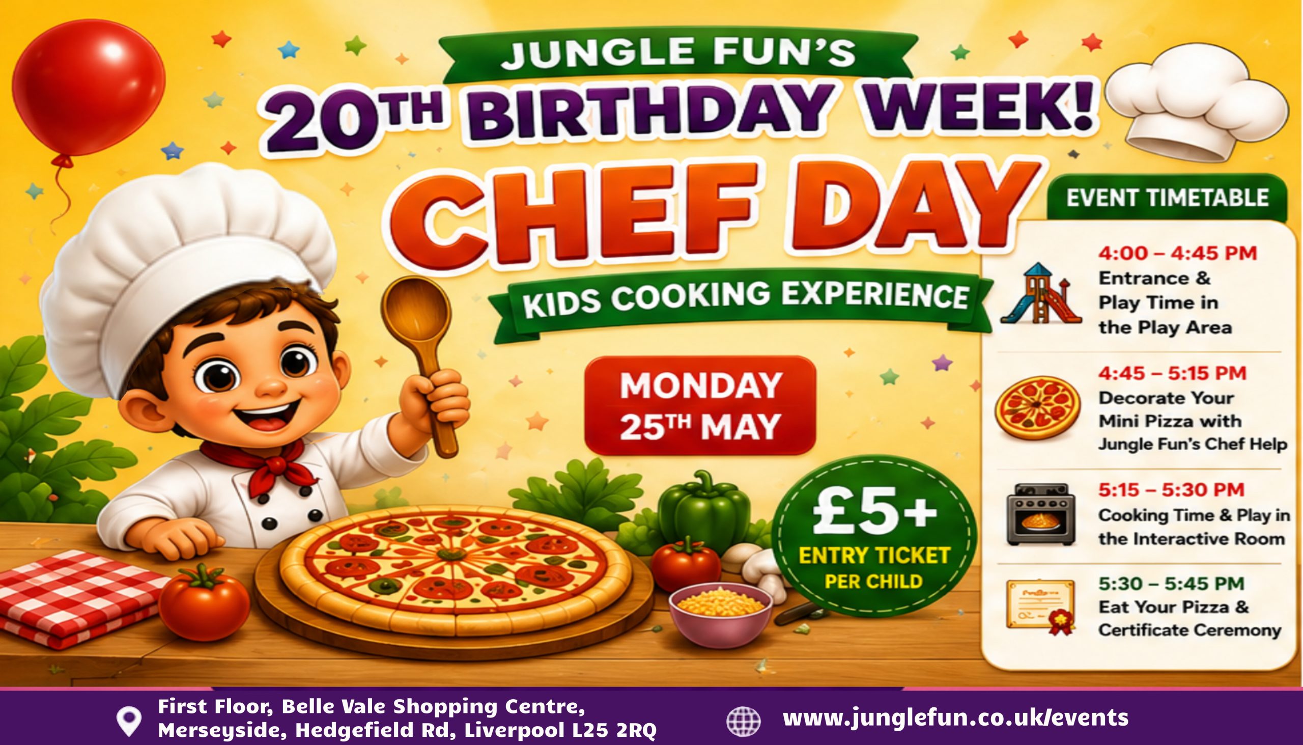Chef day event for children at Jungle Fun